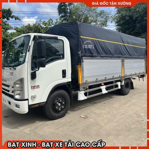 Bạt Phủ Thùng Xe Tải Isuzu NPR400 Cuốn Bửng Hông Thùng 5m2