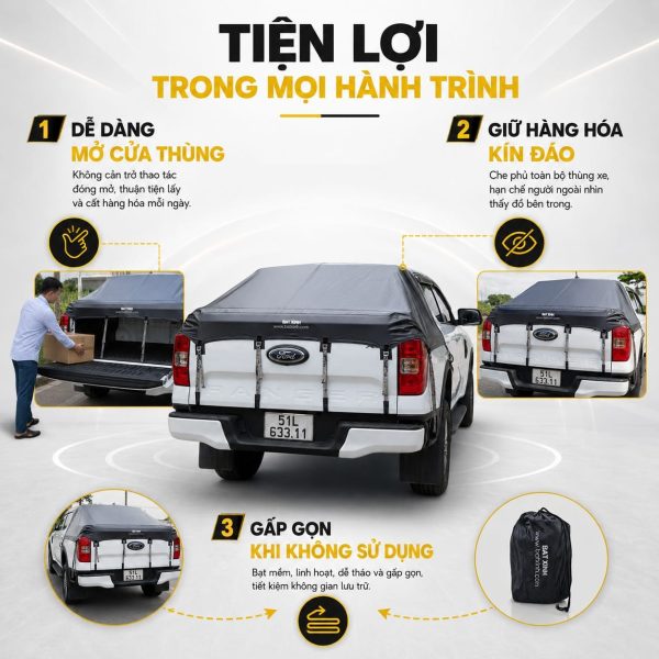 [GO26] Mẫu Bạt Vát Xéo Cao Cấp Cho Xe Có Thanh Thể Thao - Ảnh 5