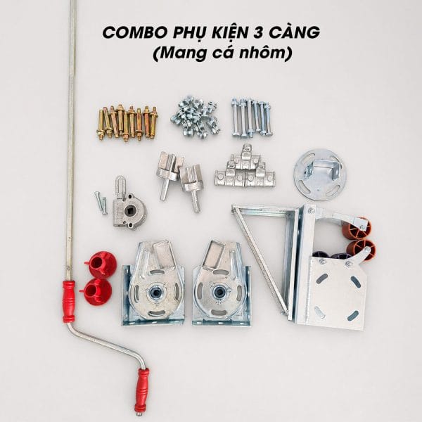 Combo phụ kiện mái hiên di động 3 càng mang cá nhôm