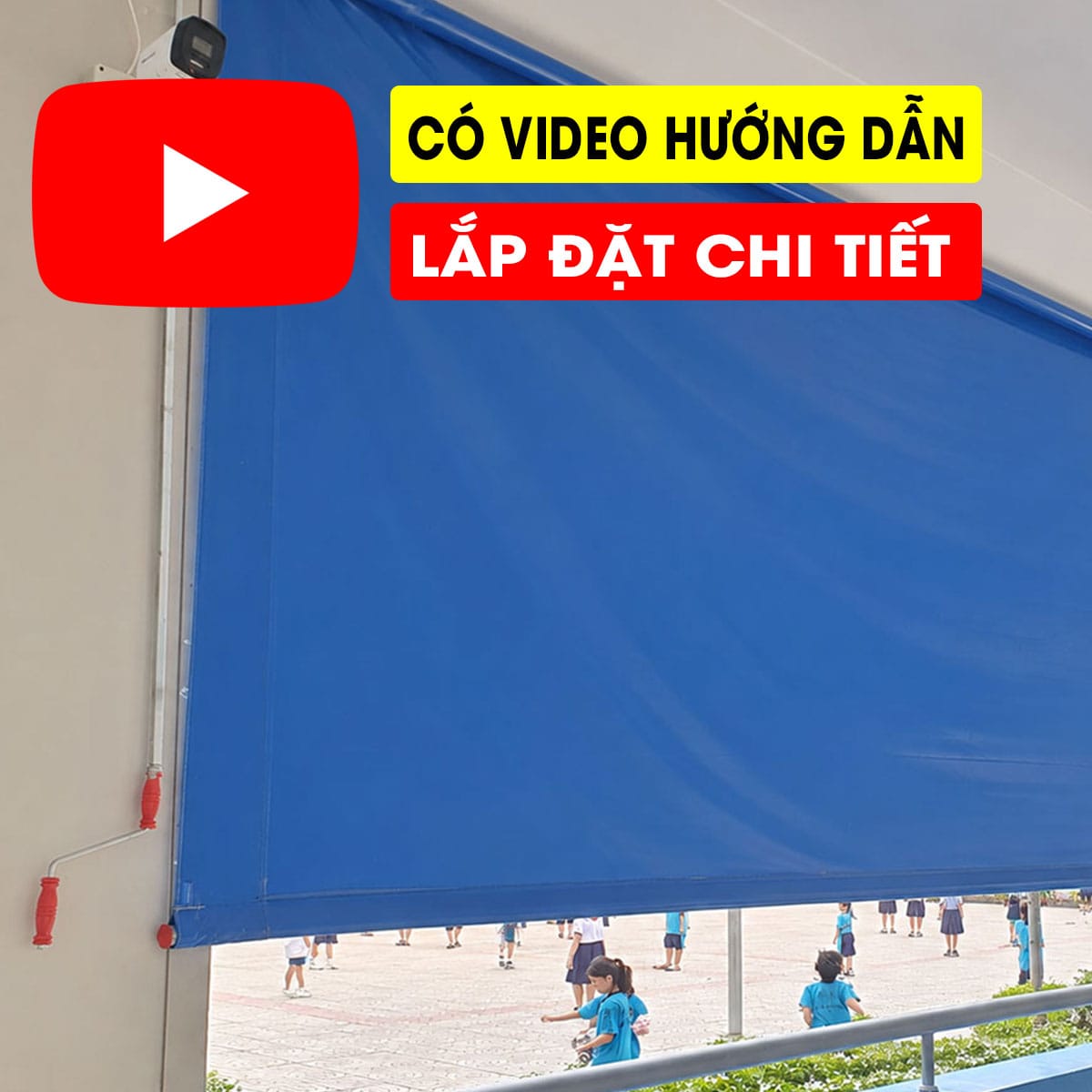 Bạt thả che nắng tay quay kích thước lớn