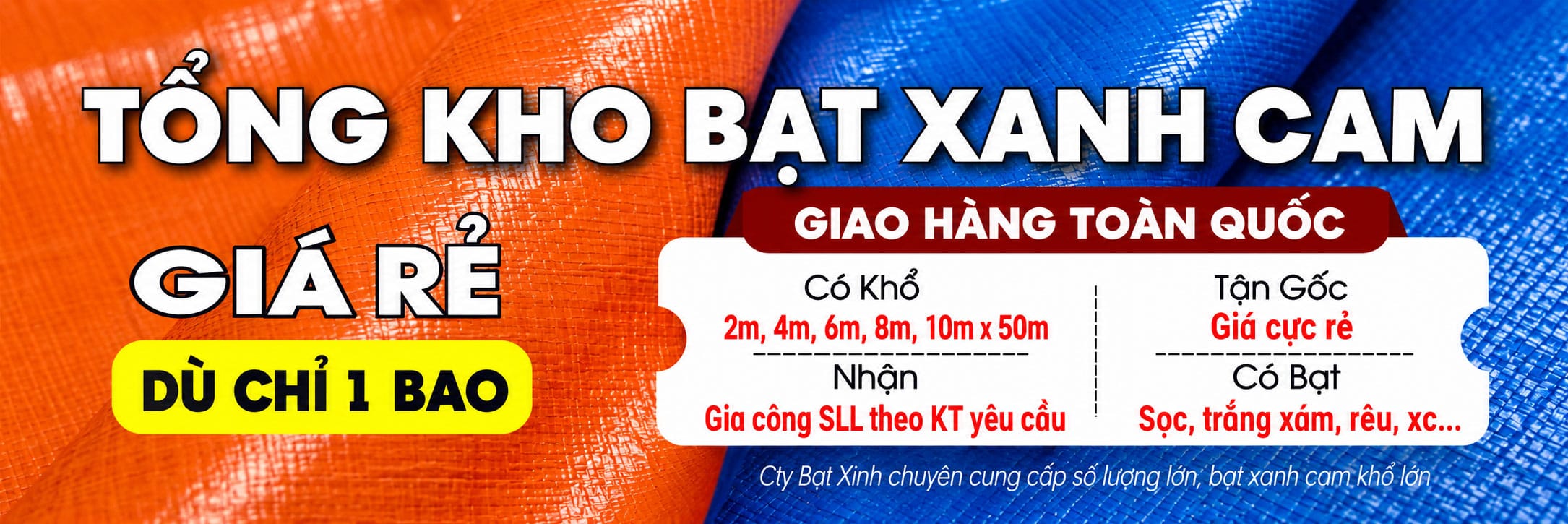 Bạt xanh cam khổ 2m, 4m, 6m, 8m, 10m | Chuyên Sỉ