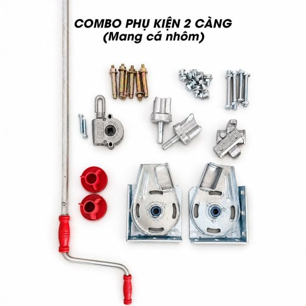 Combo Linh Kiện Mái Hiên 2 Càng Mang Cá Nhôm