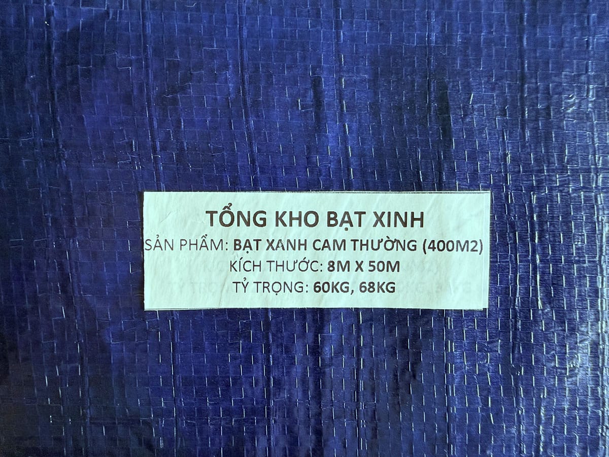 bạt cam xanh thường khổ 8m